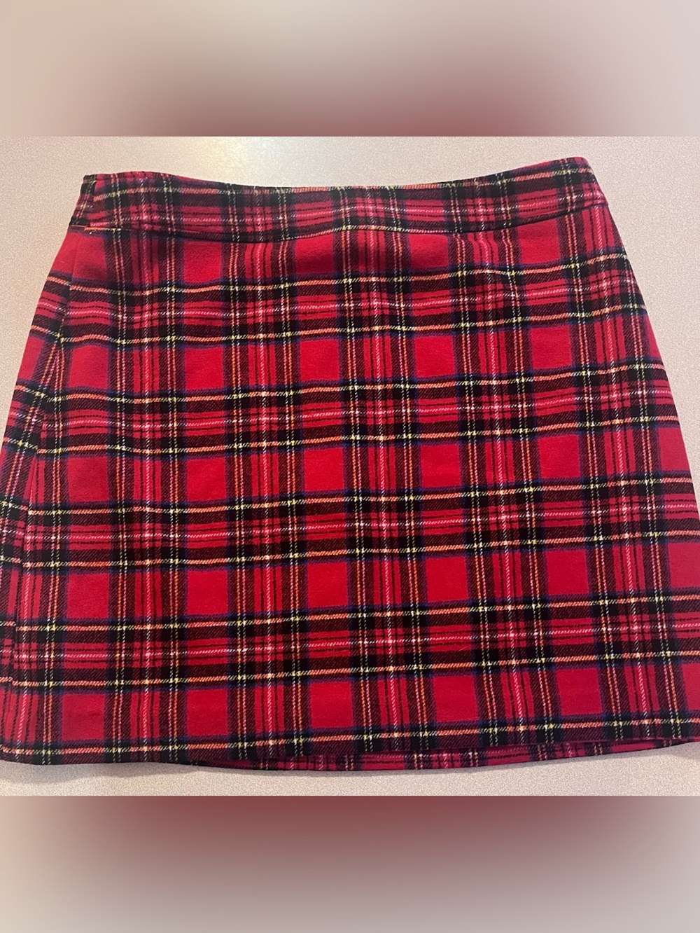 J Crew Red Tartan Plaid Wool Blend Mini Skirt Size 20